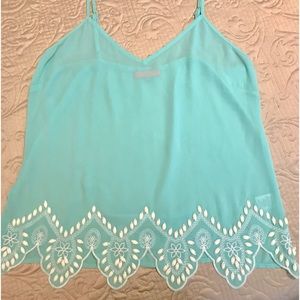 Turquoise Beaded Spaghetti Strap Tank, M/L